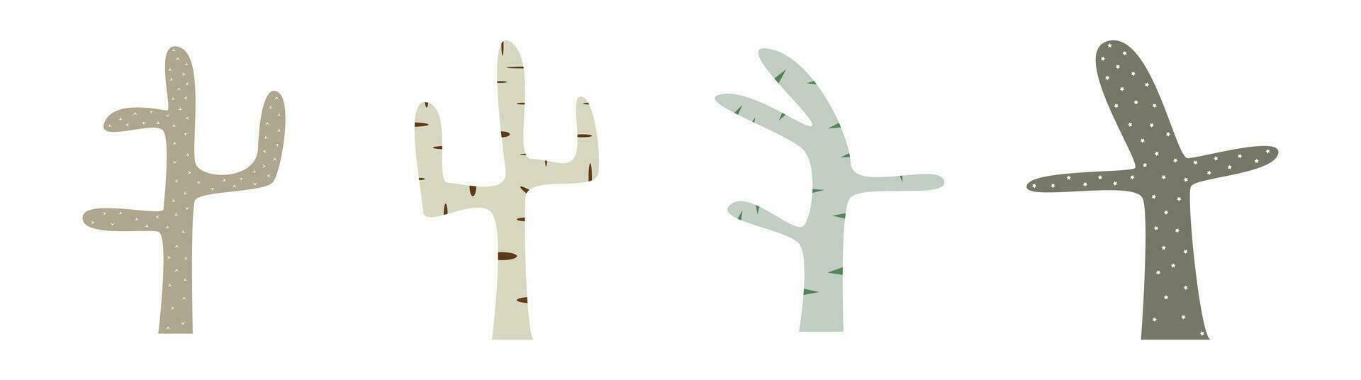 conjunto de linda cactus planta en blanco antecedentes. cactus vector ilustración en plano estilo. vector ilustración