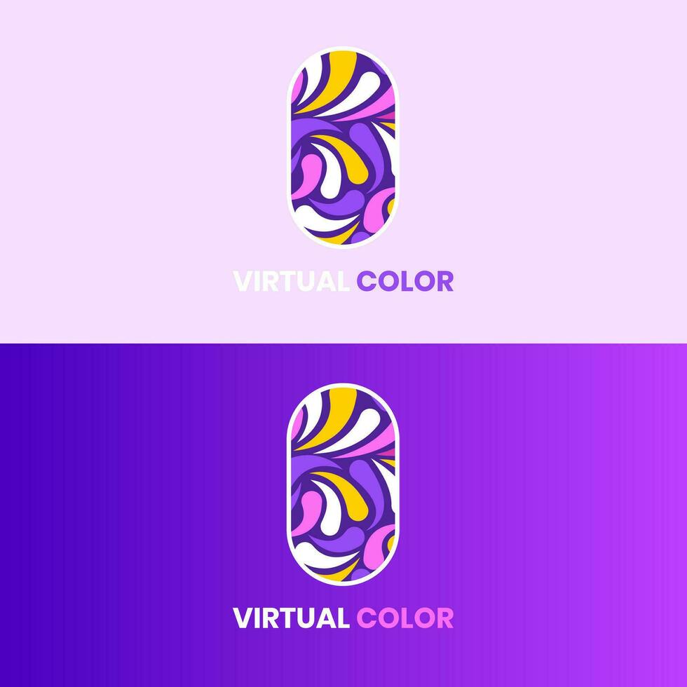 logo virtual color púrpura vector .