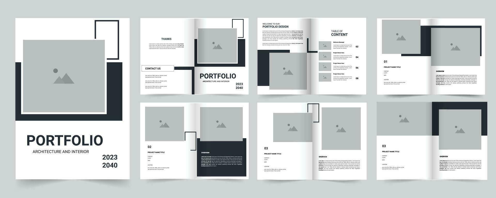 Architecture, construction, real estate or photography Portfolio Template vector