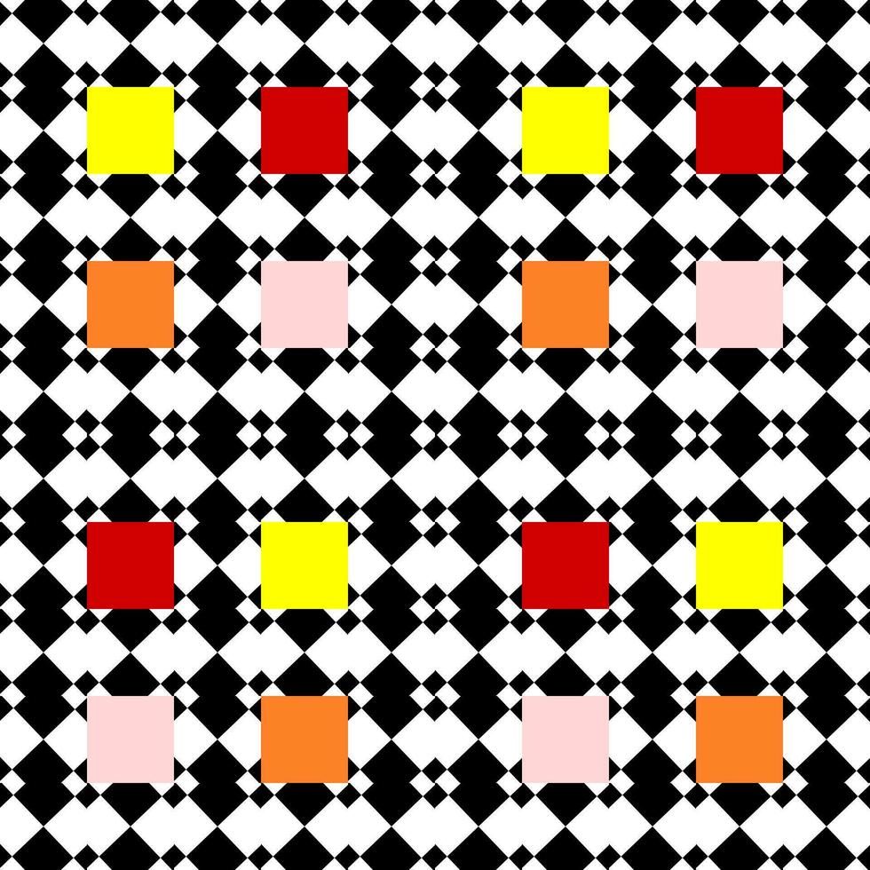 black and white seamless pattern with colorful shapes vector