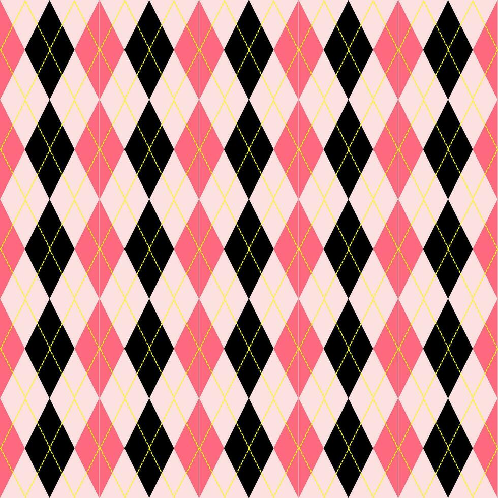Seamless background pattern. Argyle pattern in pink and black. vector