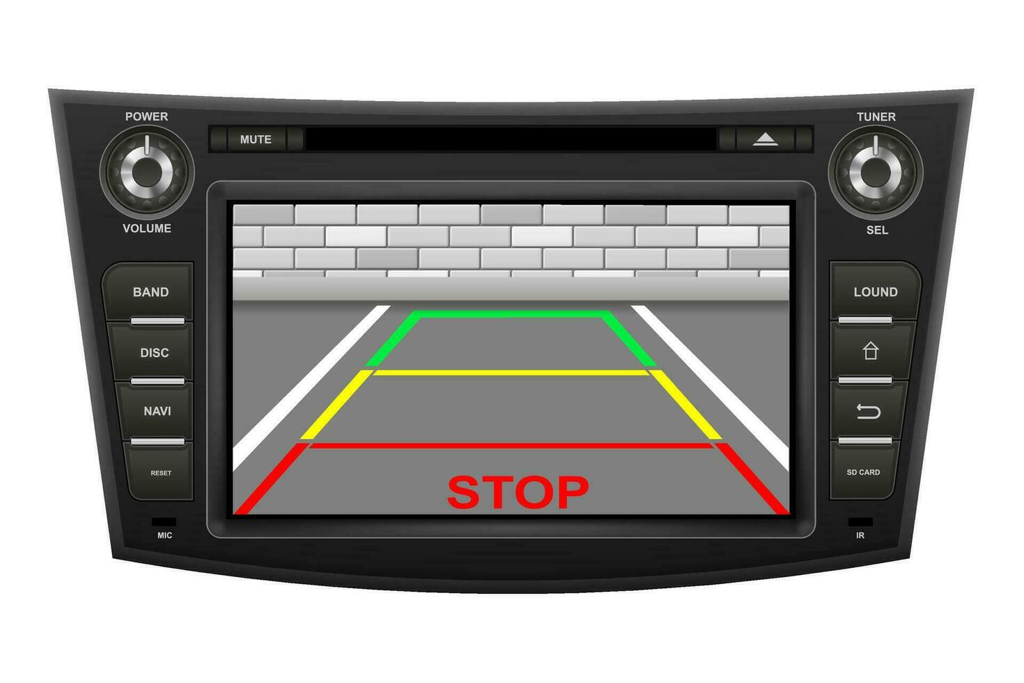 car multimedia with touchscreen vector illustration isolated on white background