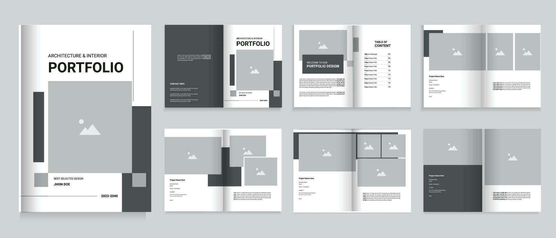 Architecture and interior portfolio design template, professional portfolio design template vector