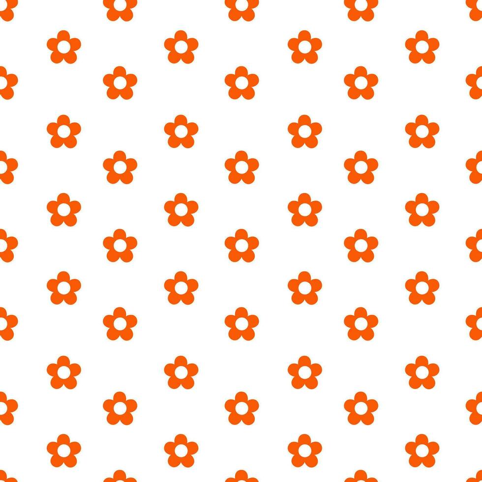Seamless pattern with small red flowers. Vector illustration. Summer floral retro background.