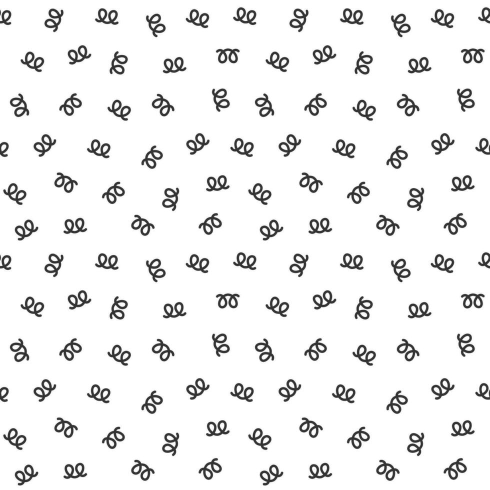 Abstract seamless pattern with small curve elements. Black and white vector illustration. Monochrome background with twisted shapes.