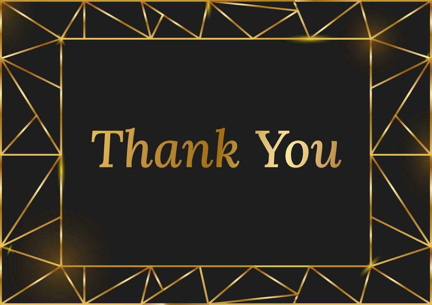 Thank you banner with text on black background with gold frame. suitable for printing, web, advertising vector