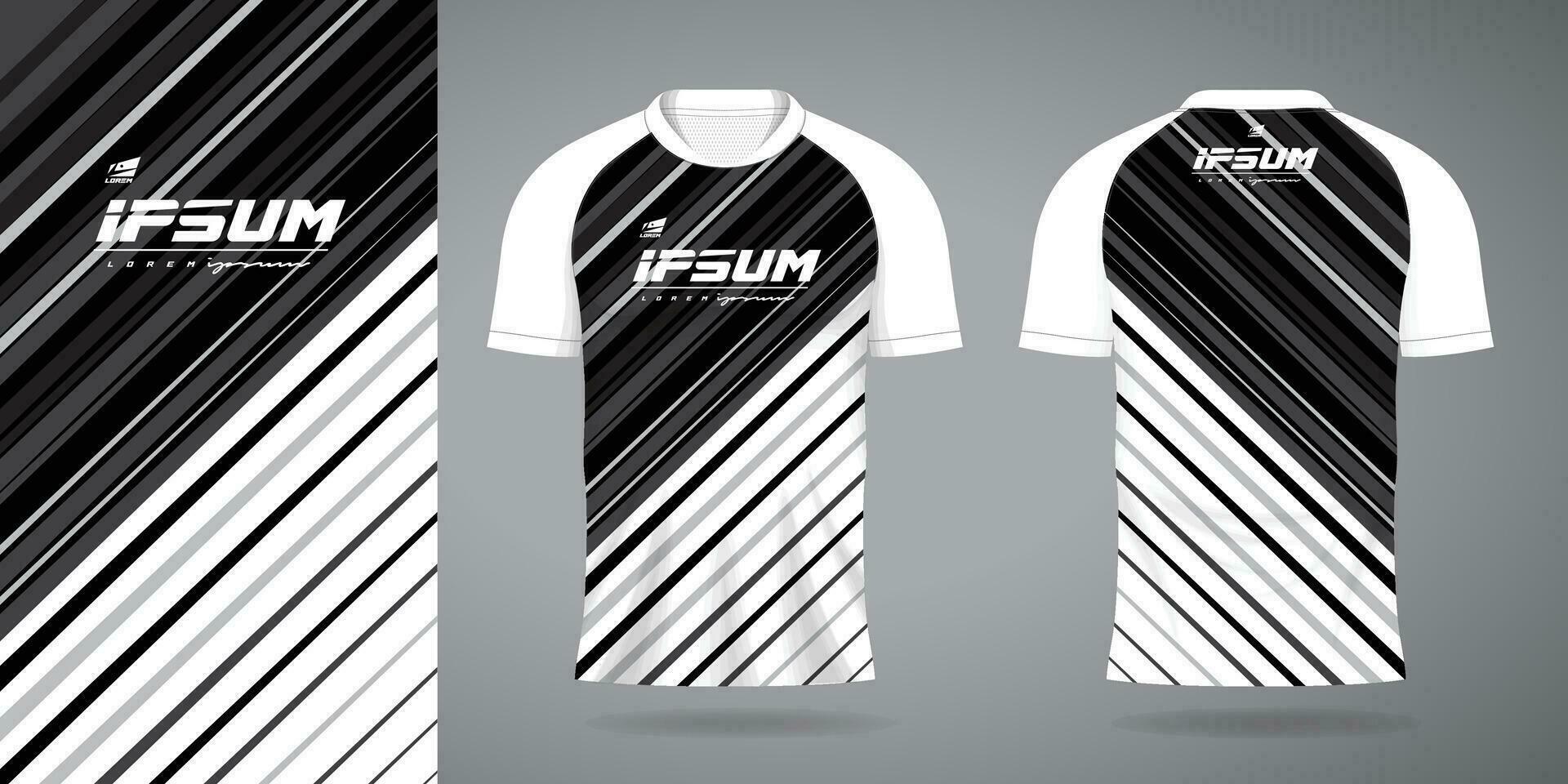 negro blanco jersey deporte uniforme camisa diseño modelo vector