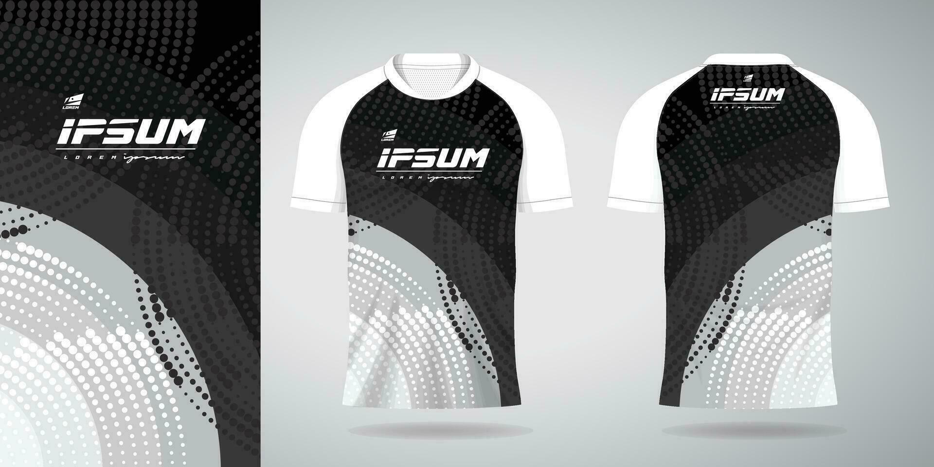 negro blanco jersey deporte uniforme camisa diseño modelo vector