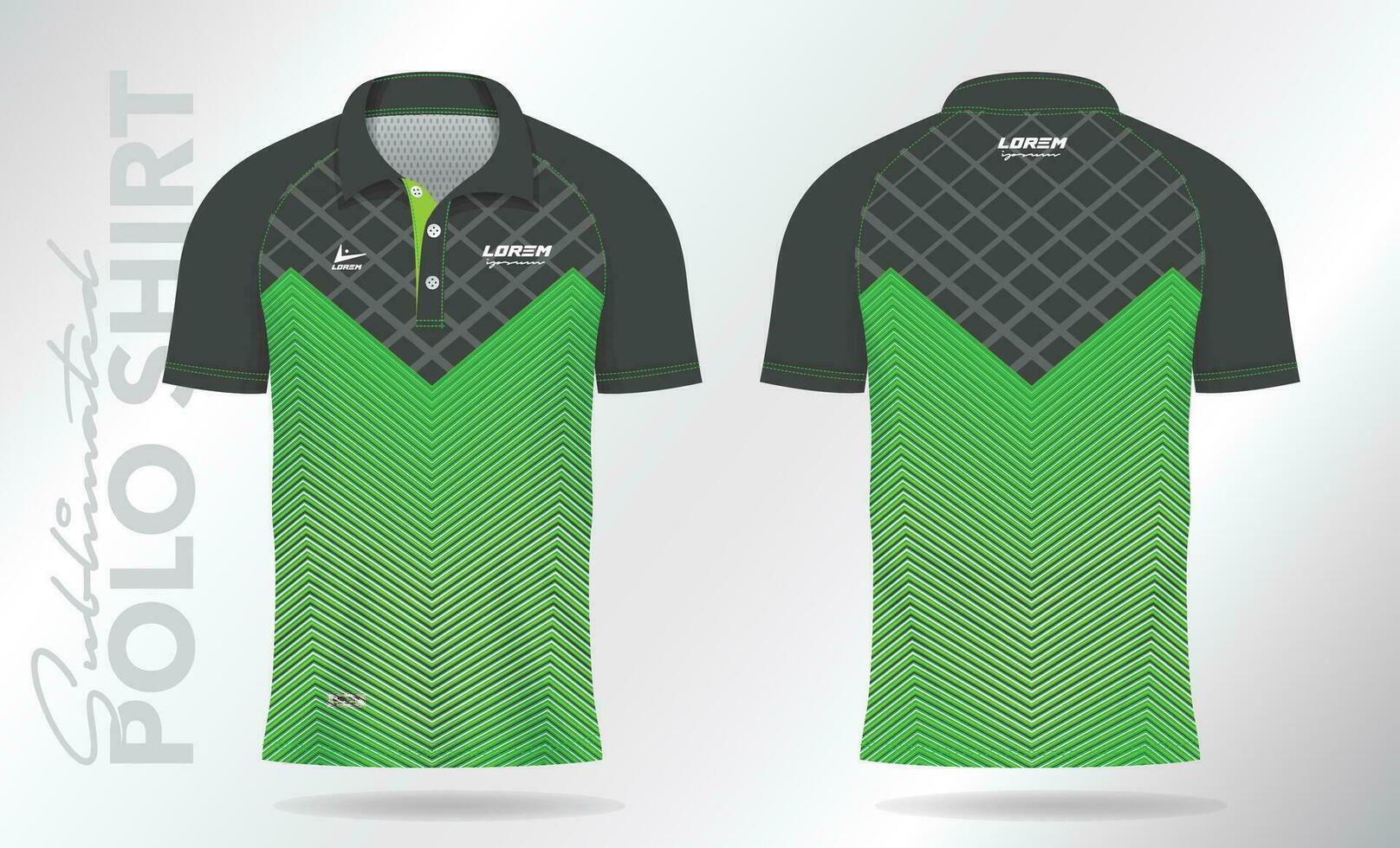black green sublimation Polo Shirt mockup template design for badminton