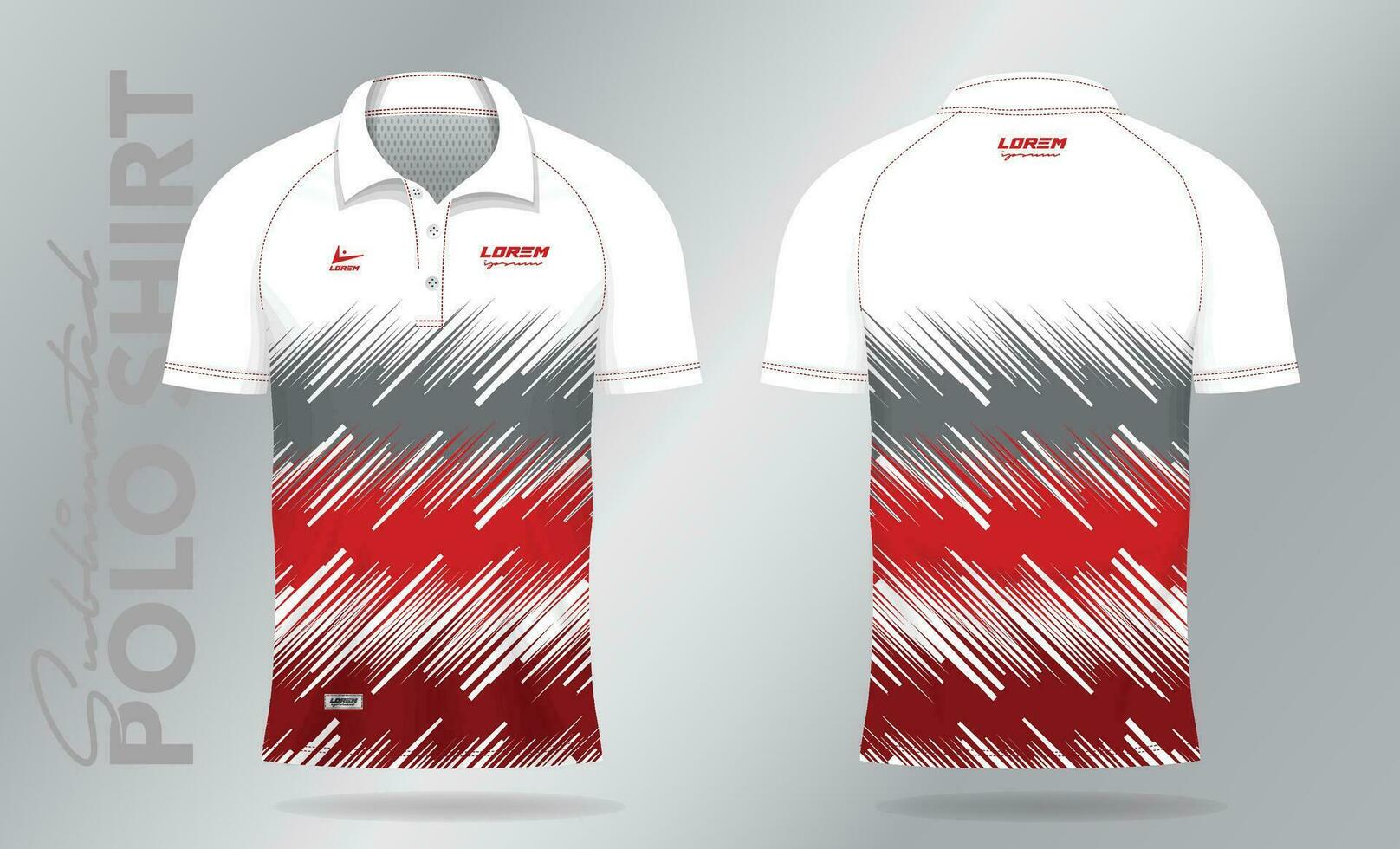 red sublimation Polo Shirt mockup template design for badminton jersey, tennis, soccer, football or sport uniform vector