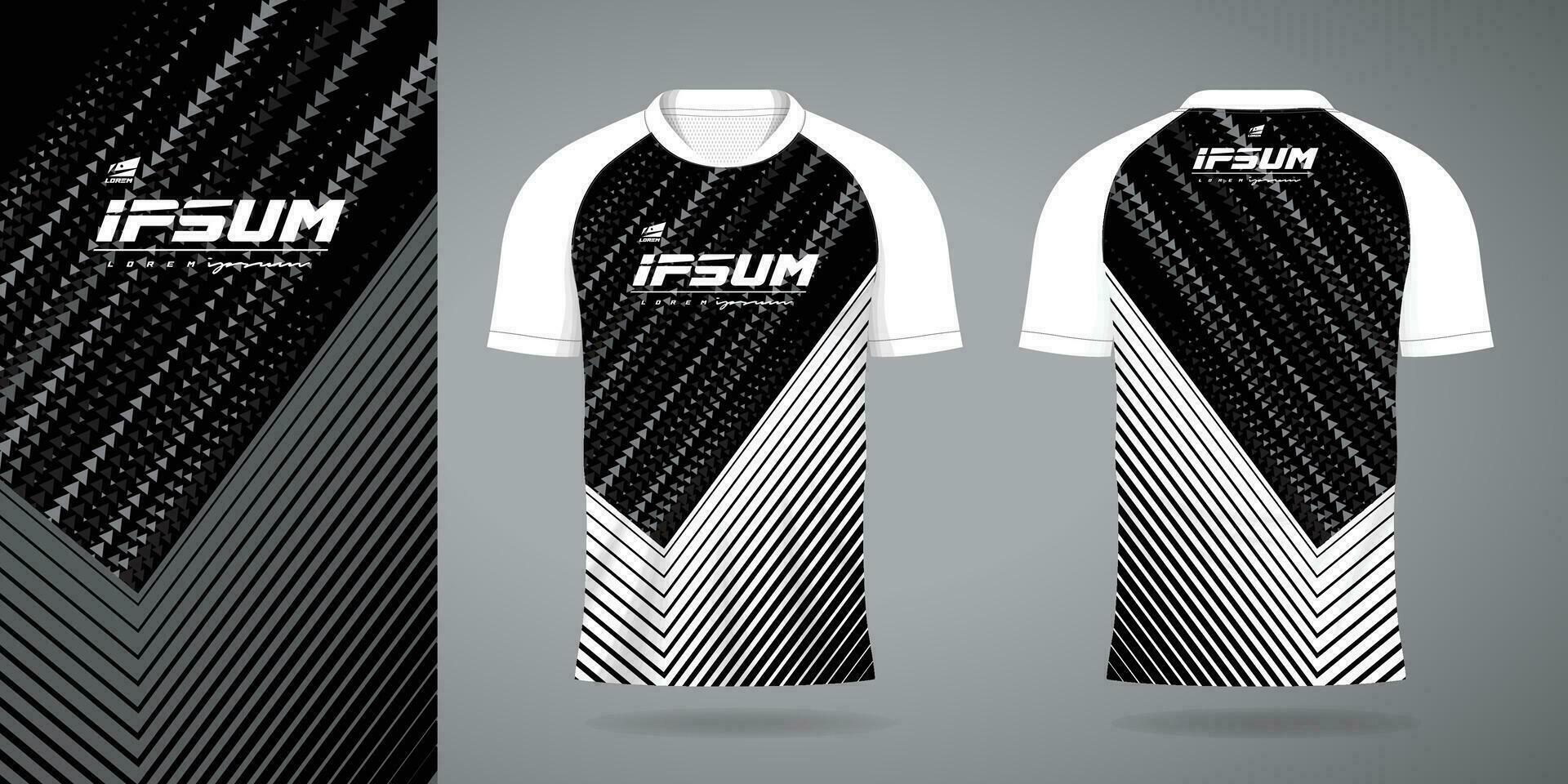 negro blanco jersey deporte uniforme camisa diseño modelo vector