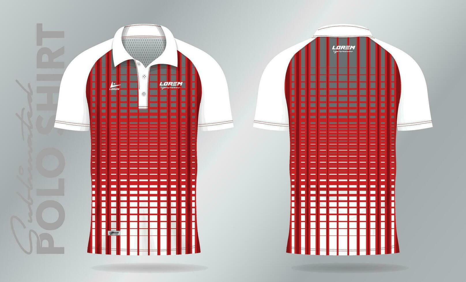 rojo sublimación polo camisa Bosquejo modelo diseño para bádminton jersey, tenis, fútbol, fútbol americano o deporte uniforme vector