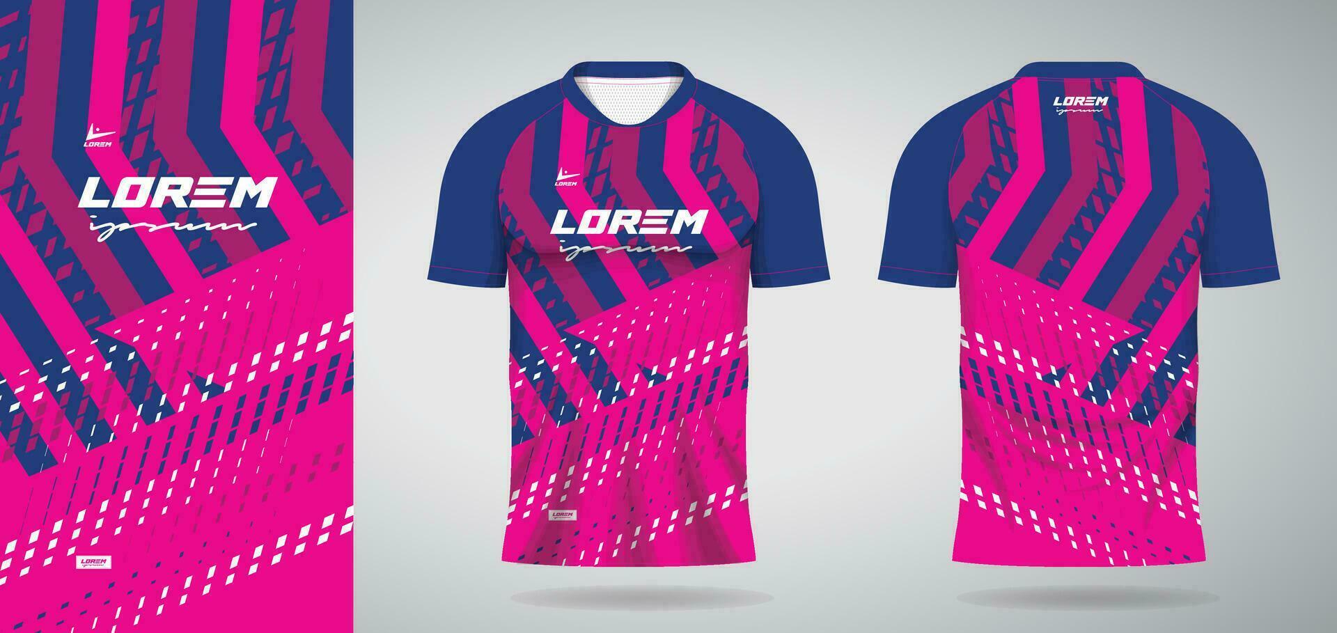 blue pink sports jersey template for soccer uniform shirt design vector