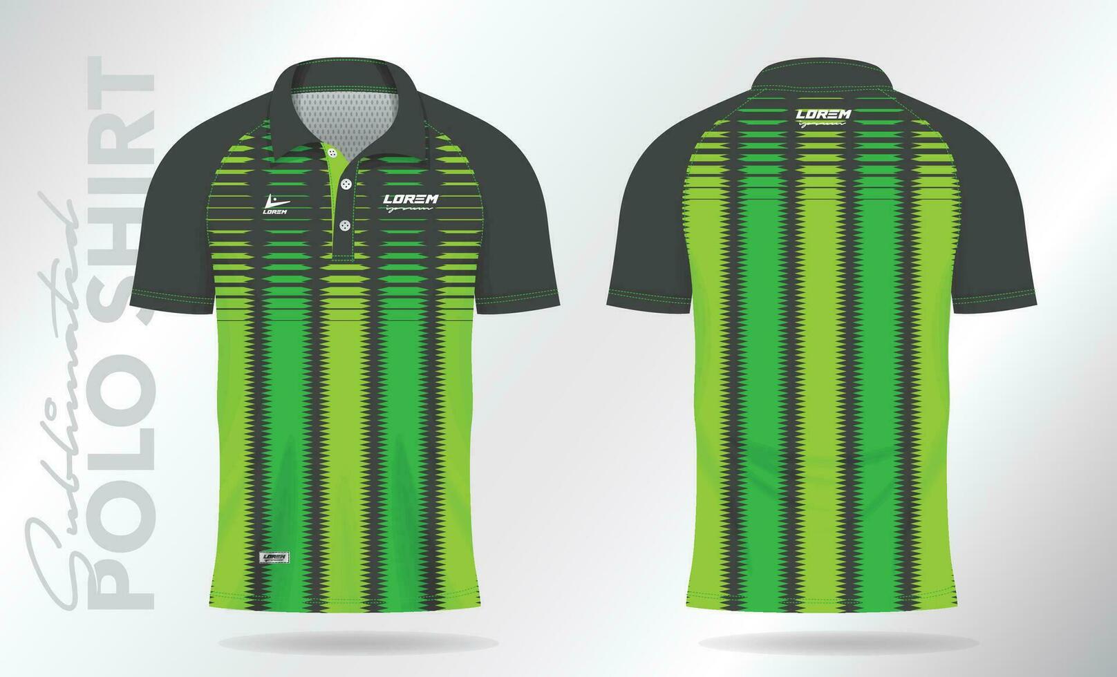 negro verde sublimación polo camisa Bosquejo modelo diseño para bádminton jersey, tenis, fútbol, fútbol americano o deporte uniforme vector