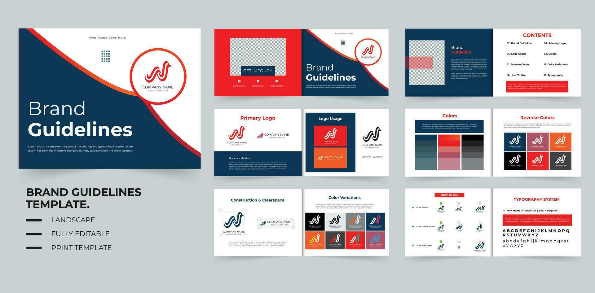 Brand guidelines template or brand manual or brand layout design vector