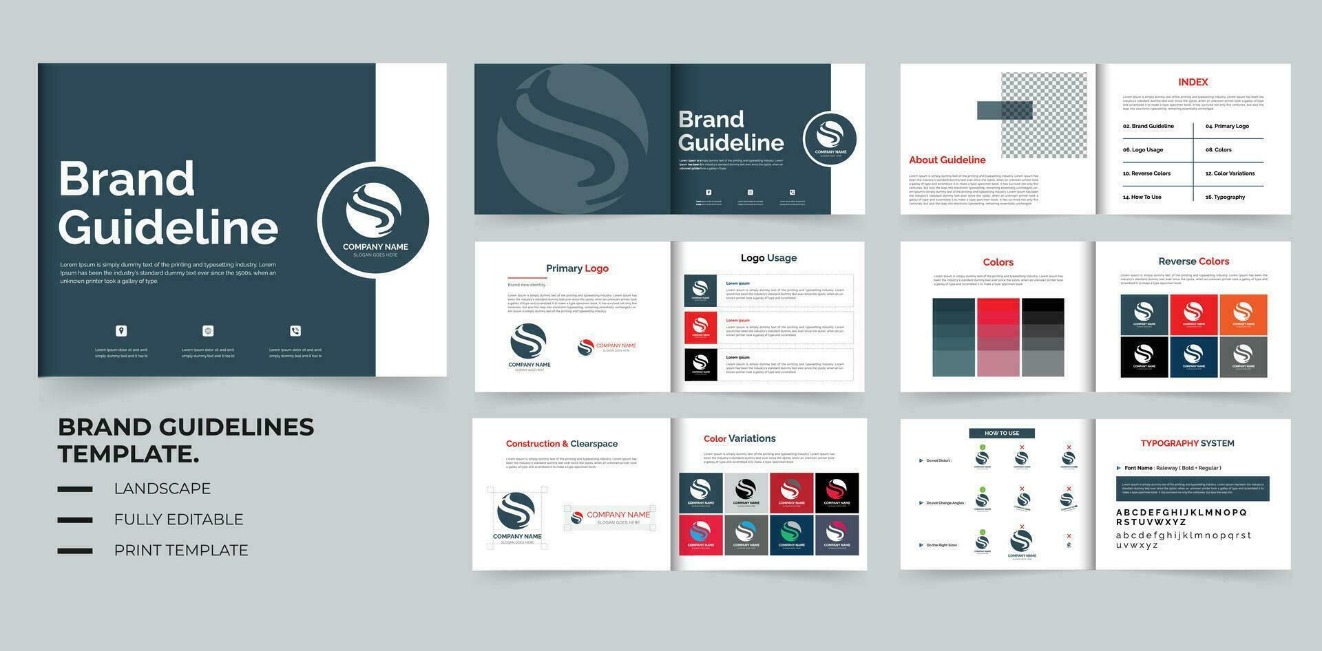 Brand guidelines Template A4 landscape vector
