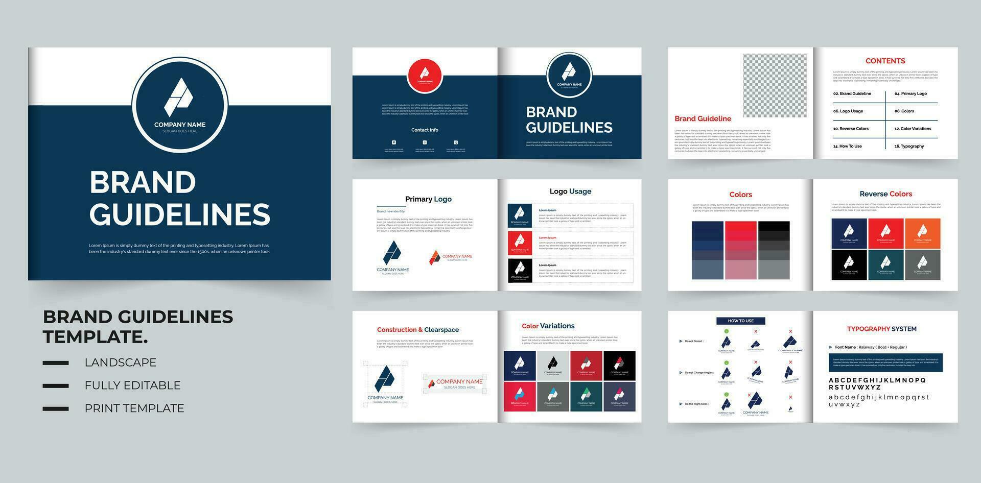 Brand Guidelines template design 12 Pages design 25553989 Vector Art at