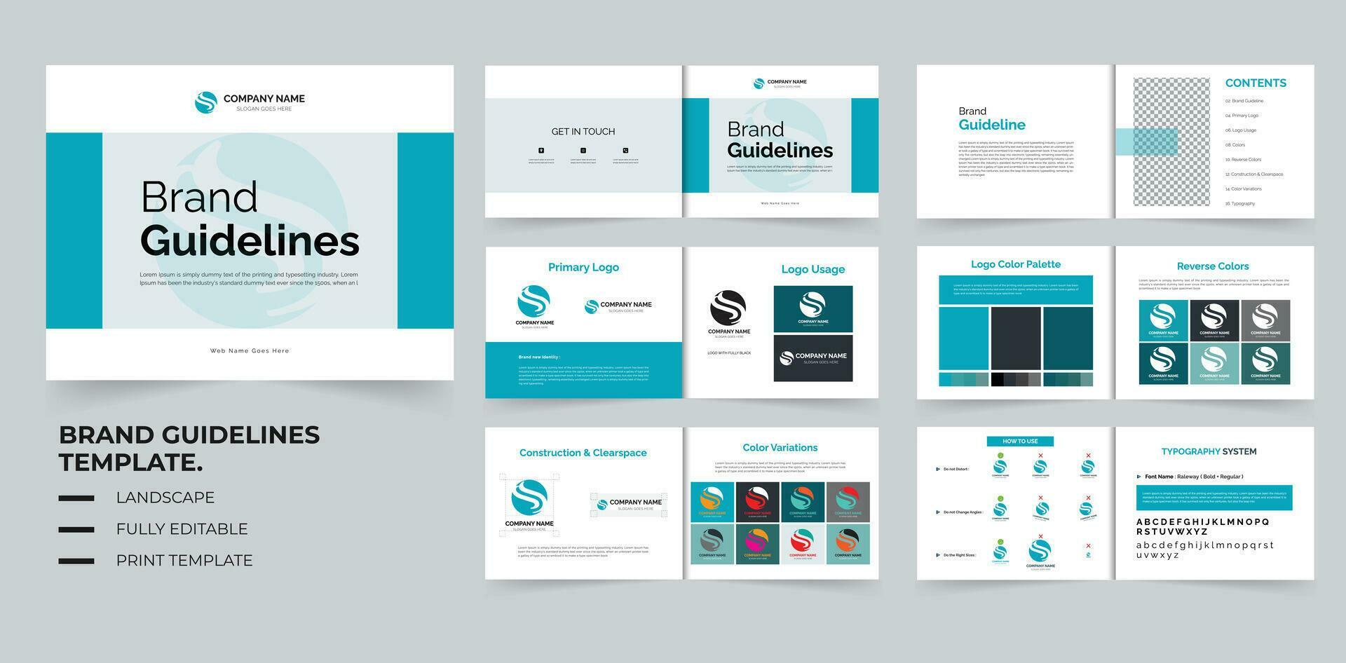 Brand Guidelines Identity template or brand manual layout design