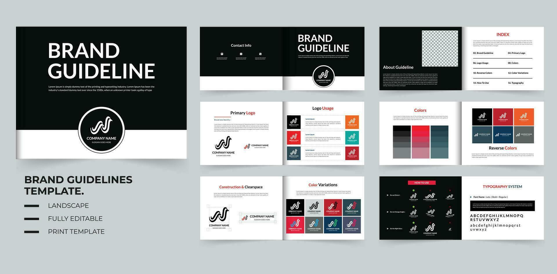 Brand Guidelines template or Brand manual template design vector