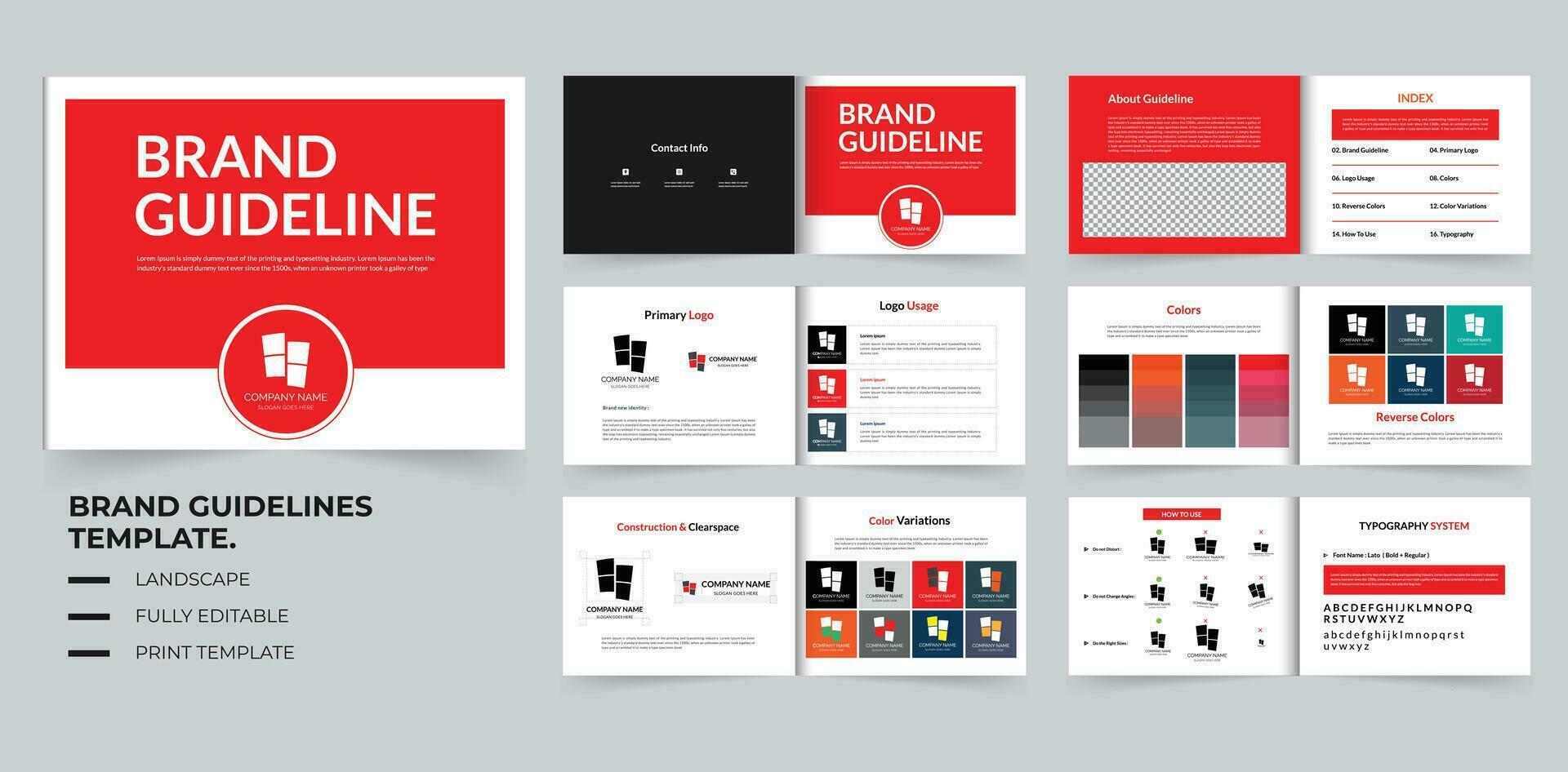 Landscape brand guideline or brand identity or brand manual template design vector