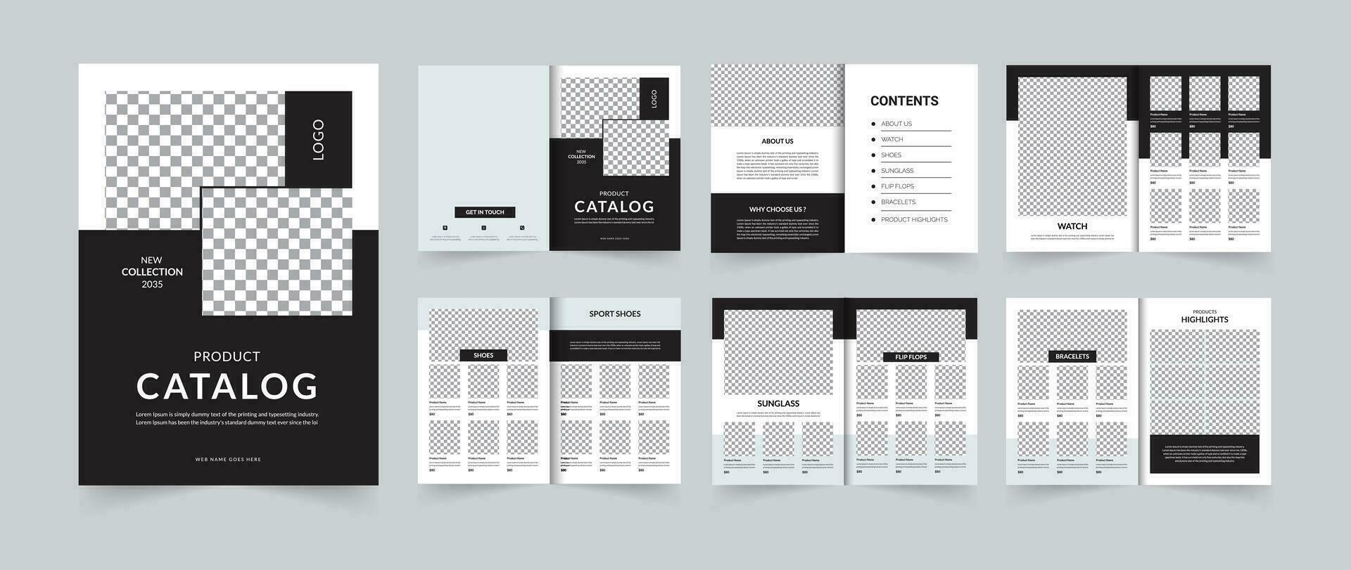 Modern A4 product catalog template design 12 pages vector