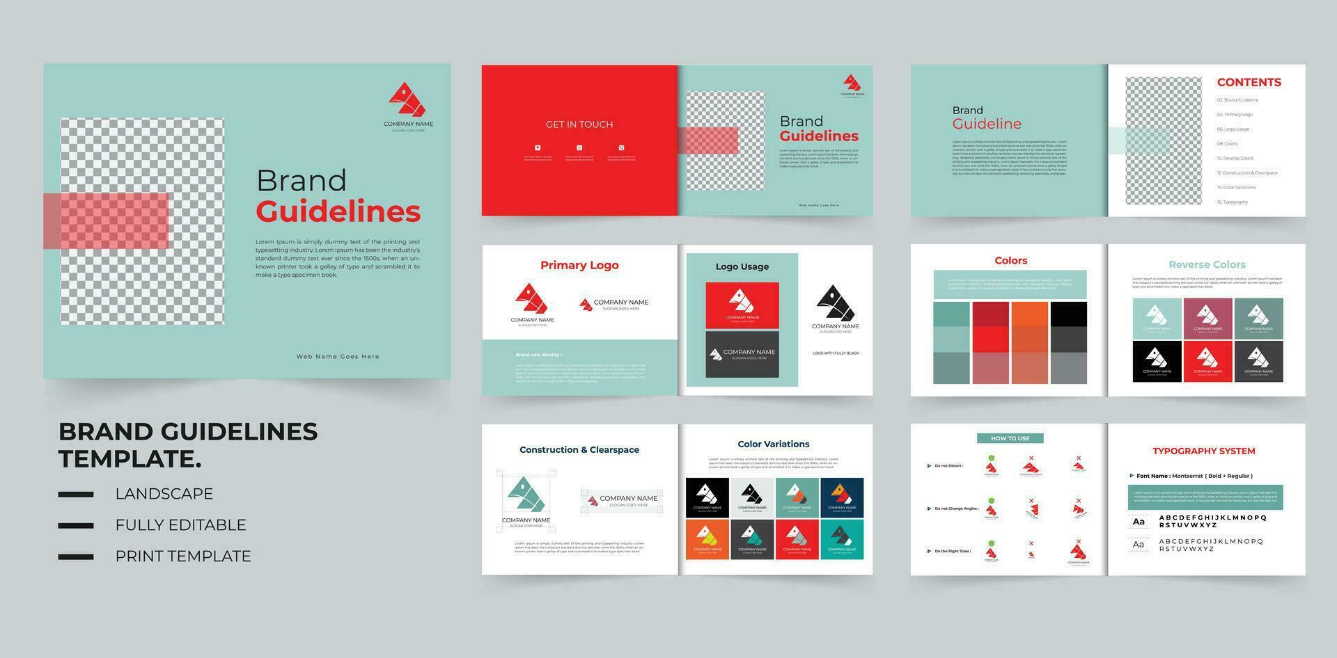 Brand guideline layout or brand manual template design vector