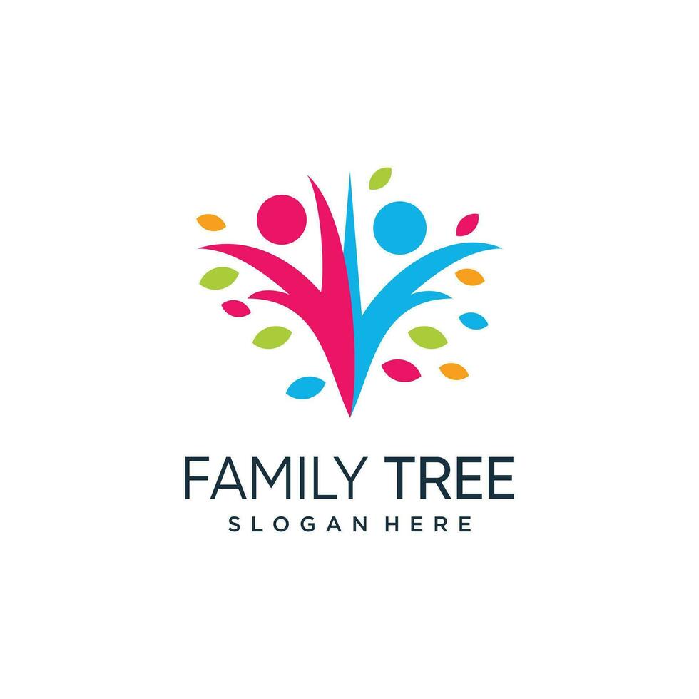 familia árbol logo diseño vector con creativo resumen idea