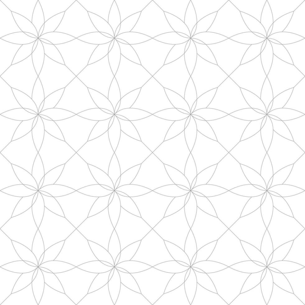 Pattern with thin lines and scrolls on white background. Monochrome abstract floral linear texture. Seamless ornamental design. Vector design for swatches, fabric, wrapping in Arabic style.