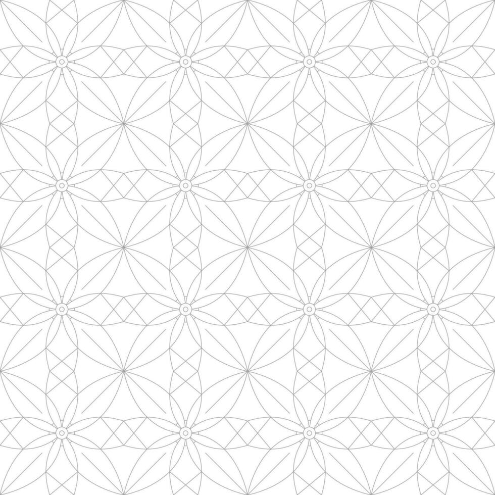 Pattern with thin lines and scrolls on white background. Monochrome abstract floral linear texture. Seamless ornamental design. Vector design for swatches, fabric, wrapping in Arabic style.