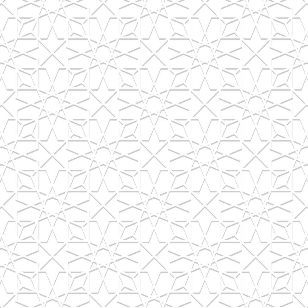 3d white arabic pattern. Seamless geometric pattern. Islamic pattern. ornament, persian motif, 3D. Ramadan Kareem white greeting card, banner. geometric ornate, shining vector illustration