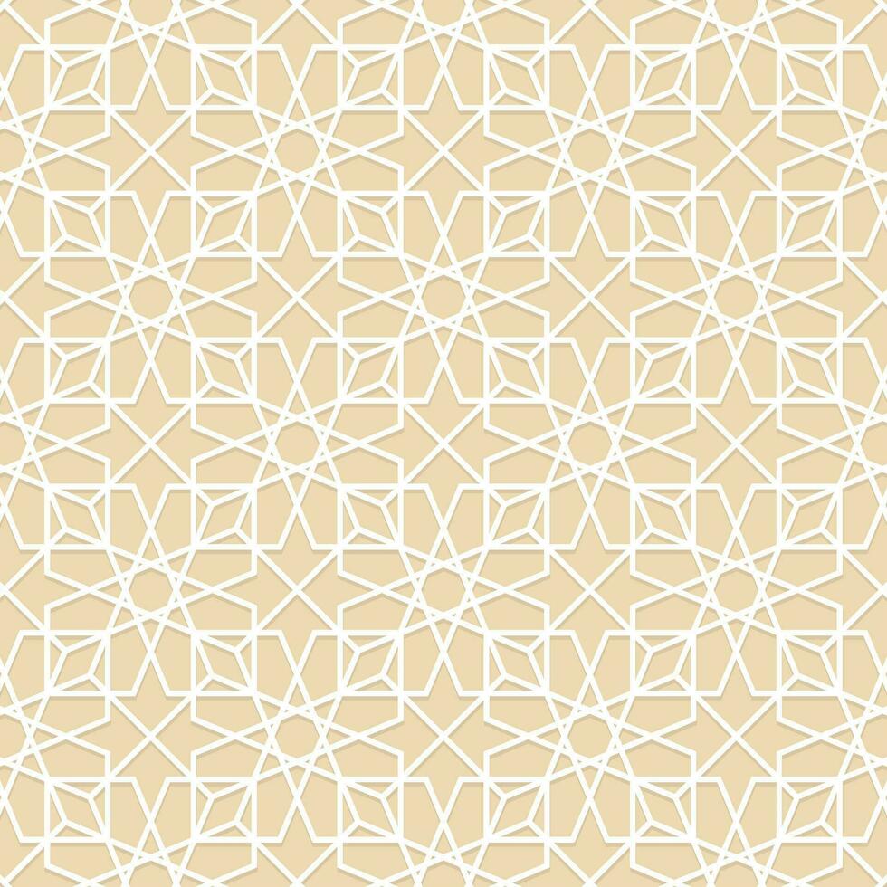 Islamic Star Gold Pattern. Seamless geometric pattern. Islamic pattern. arabic, persian motif, 3D. Ramadan Kareem gold greeting card, banner. geometric ornate, shining vector illustration.