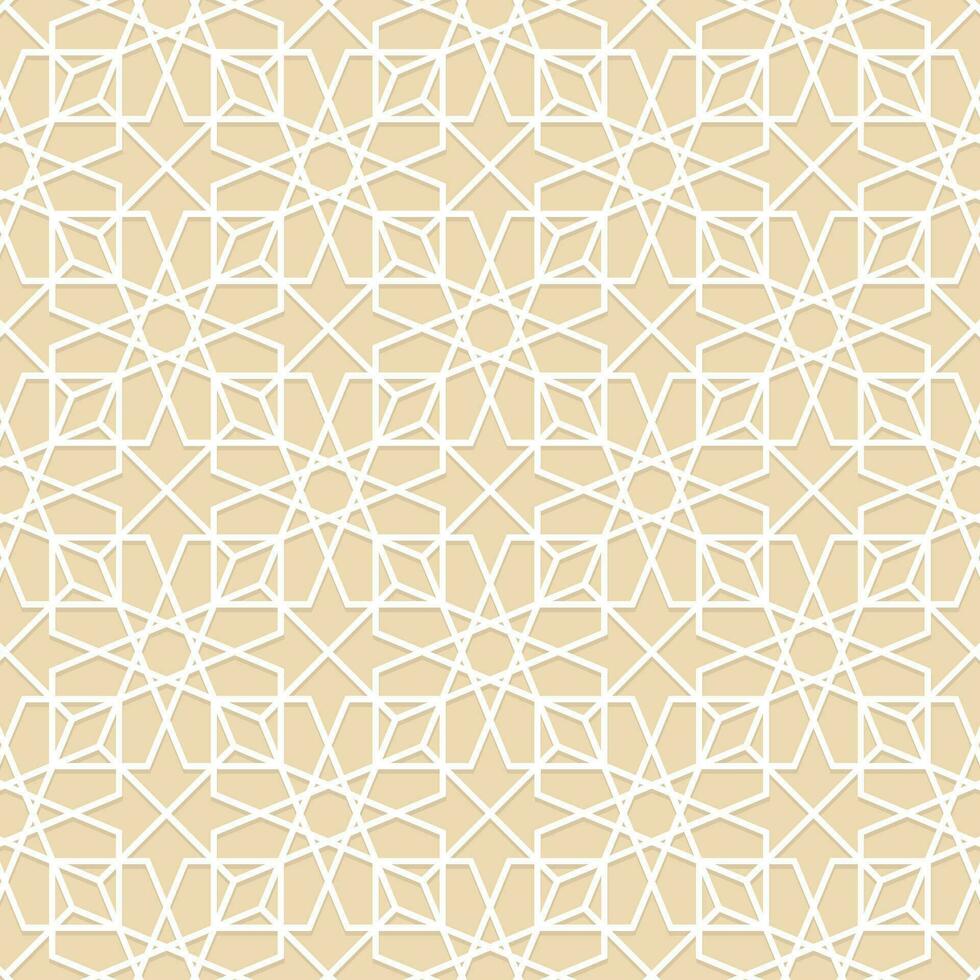 Islamic Star Gold Pattern. Seamless geometric pattern. Islamic pattern. arabic, persian motif, 3D. Ramadan Kareem gold greeting card, banner. geometric ornate, shining vector illustration.