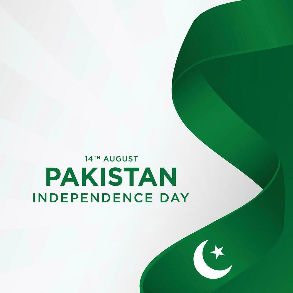 14th August happy independence day Pakistan with waving flag. vector illustration design
