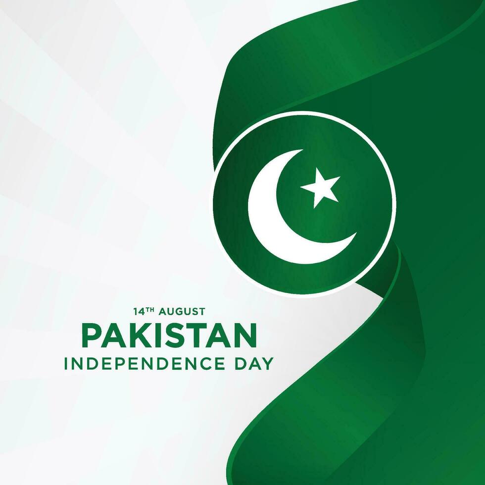 14th August happy independence day Pakistan with waving flag. vector illustration design