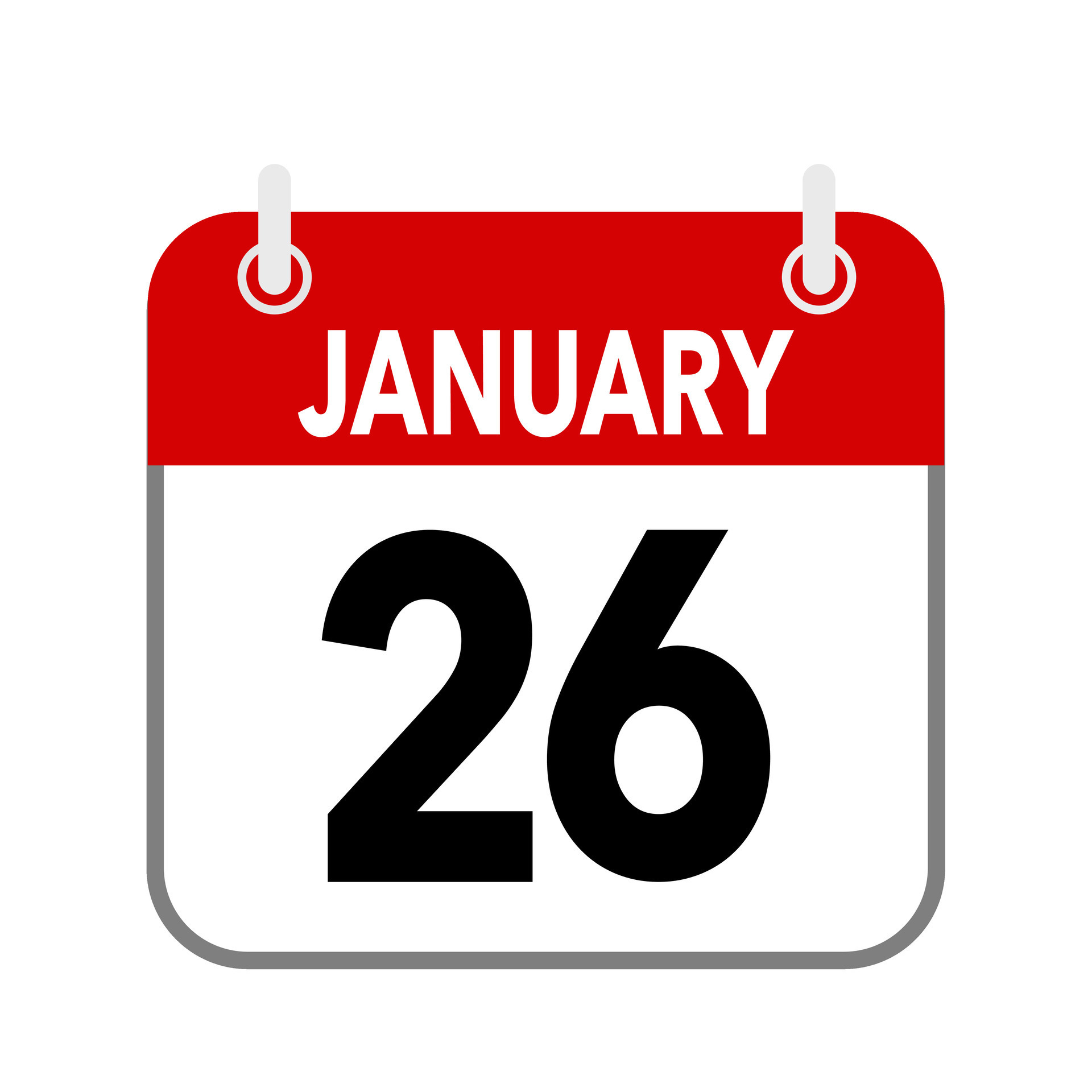 26 January, calendar date icon on white background. 25554105 Vector Art