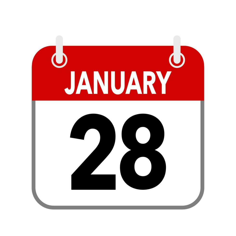 28 January, calendar date icon on white background. vector