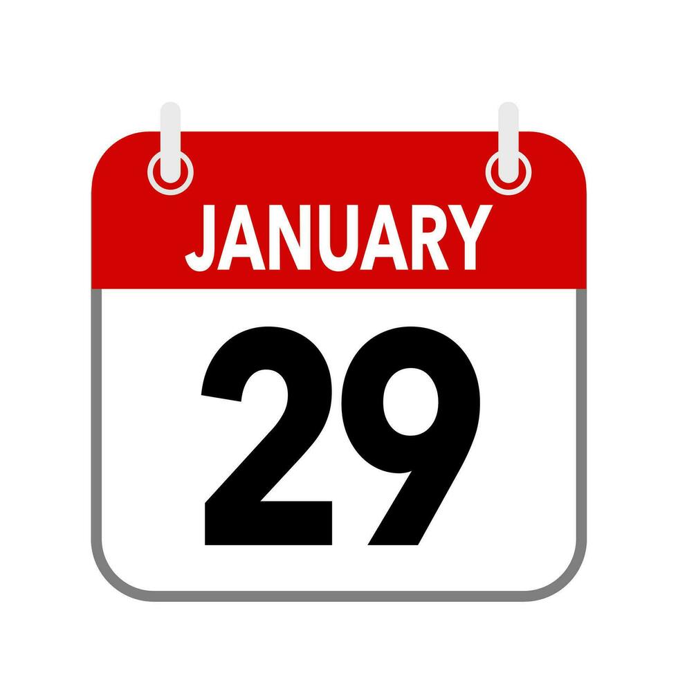 29 January, calendar date icon on white background. vector