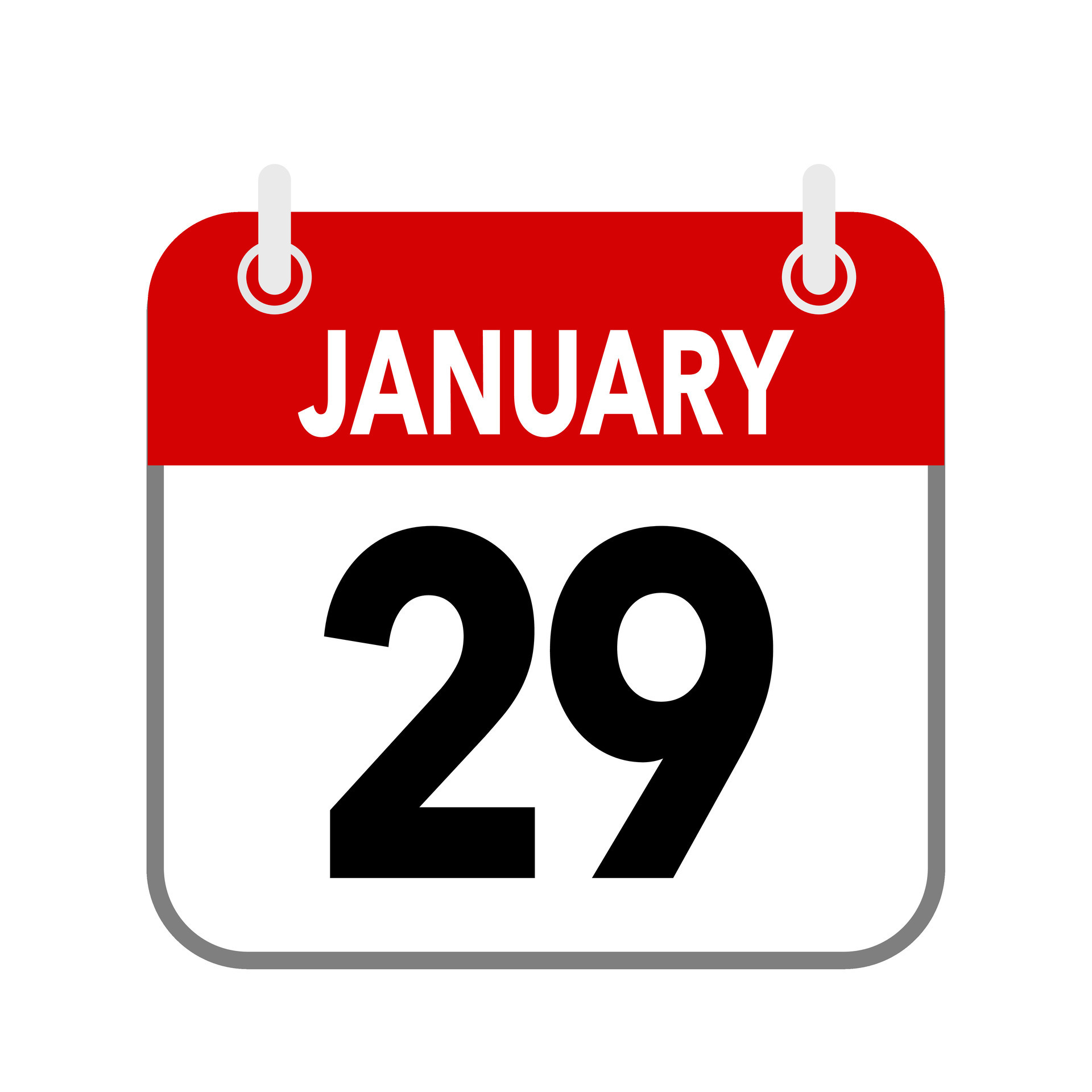 29 January, calendar date icon on white background. 25554110 Vector Art