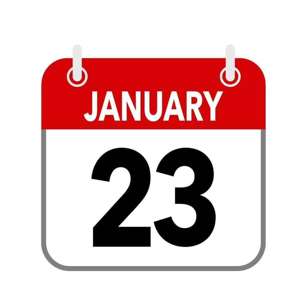 23 January, calendar date icon on white background. vector