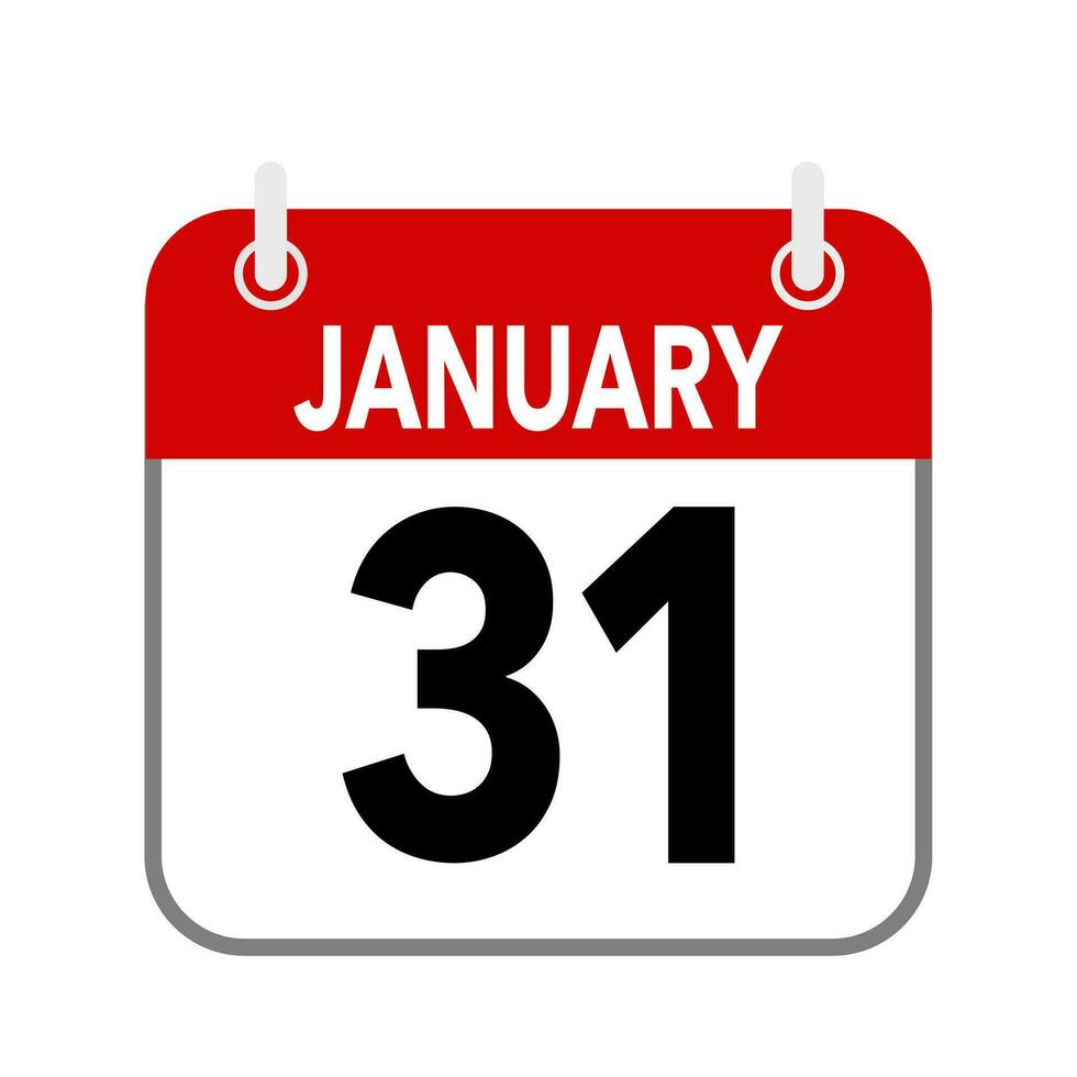 31 January, calendar date icon on white background. vector