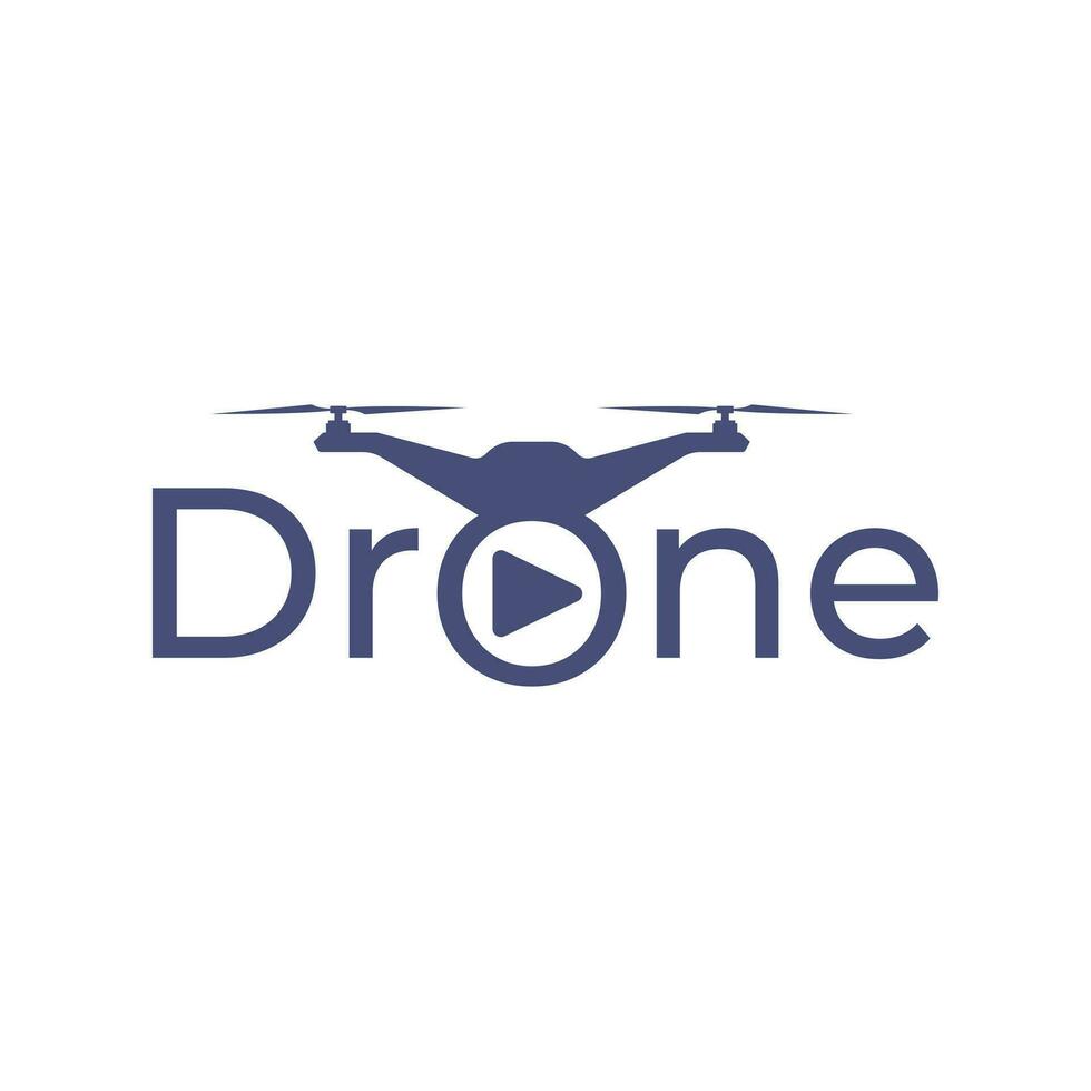 Drone typography logo design template vector