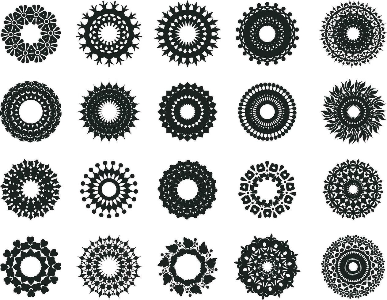 Set of Mandala Style Decorative Ornament For festive, greetings and wedding backgrounds. vector