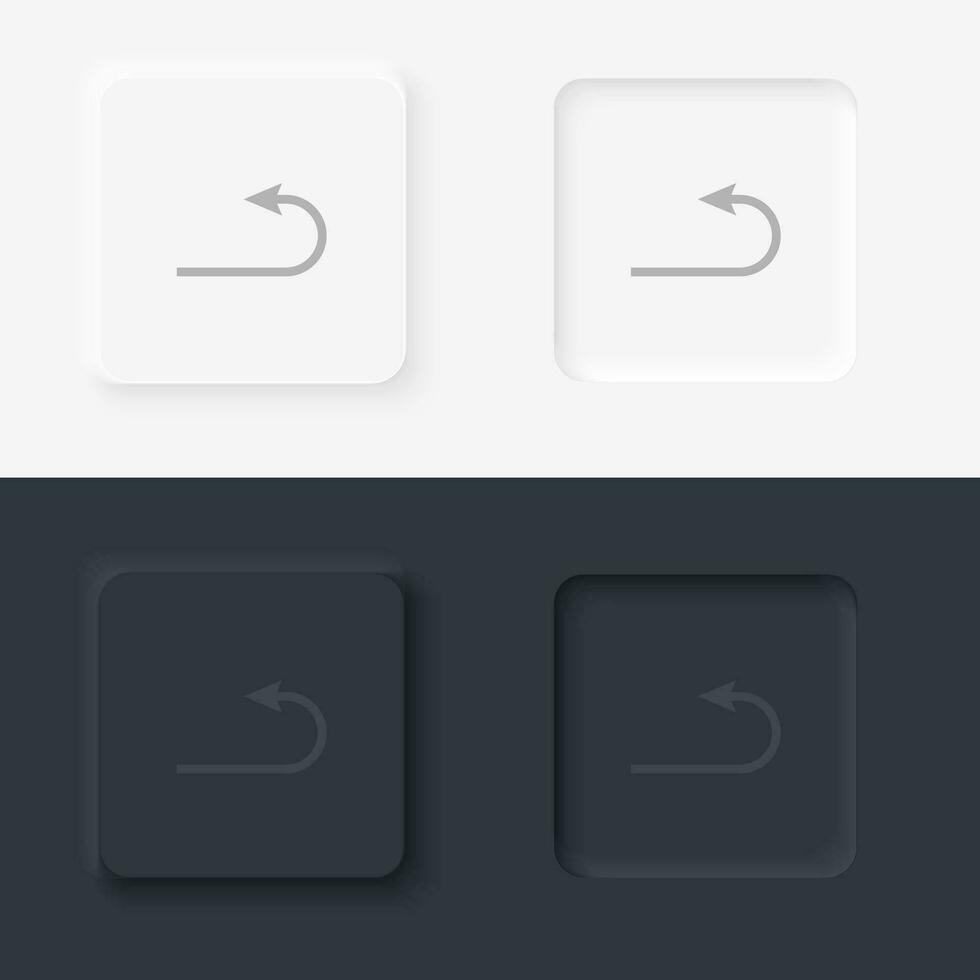 flecha vector icono, neumorfo estilo flecha botón vector icono en negro y blanco antecedentes conjunto
