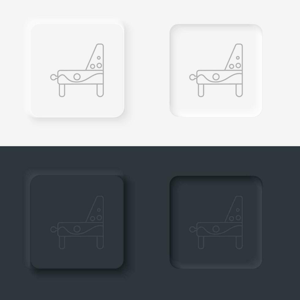 Pinball game arcade retro. Neumorphic style button line icon. vector