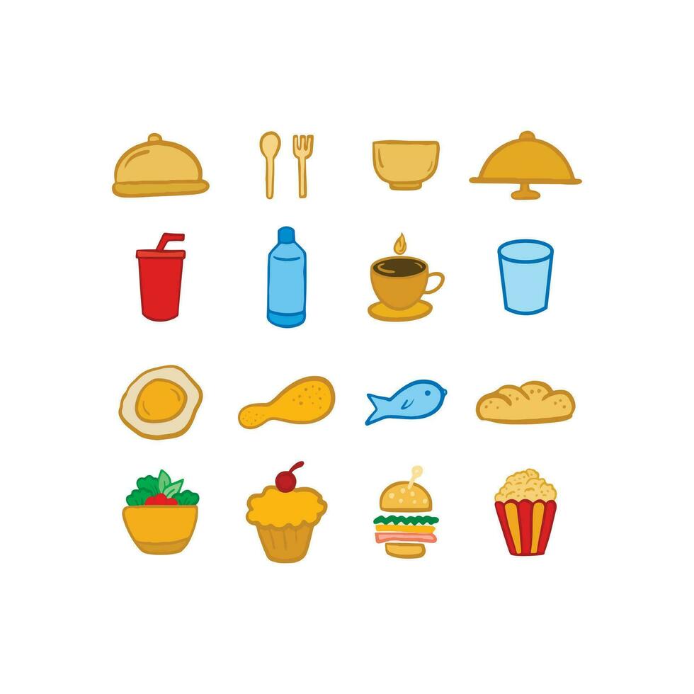 Set of Food and Drink Icon Vector Drawing