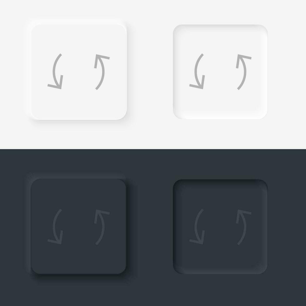 flecha vector icono, neumorfo estilo flecha botón vector icono en negro y blanco antecedentes conjunto