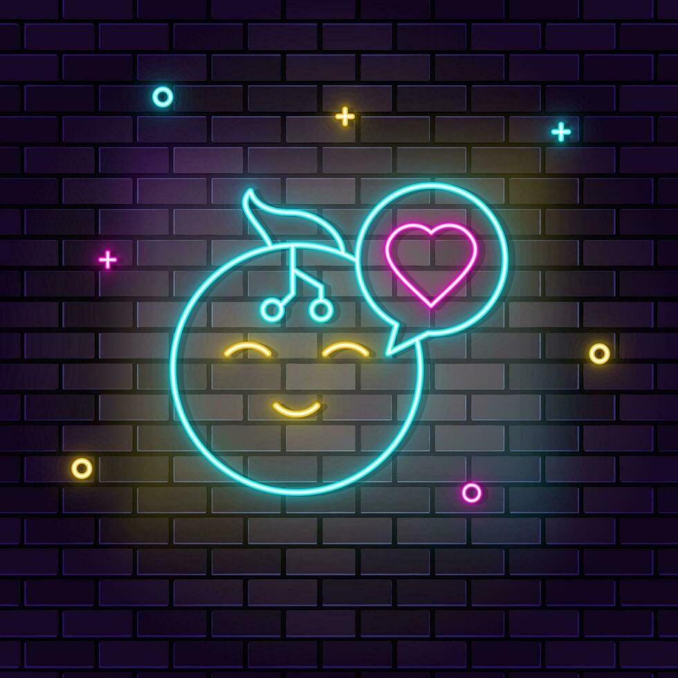 Intelligence, robot, love icon , neon on wall. Dark background brick wall neon icon. vector