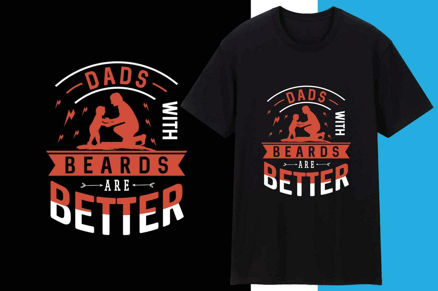 Happy Fathers Day Typography Print - Dads with Beards are Better quote. Daddy day saying illustration in retro style. Best for t-shirt gift or other printing. Stock vector isolated.