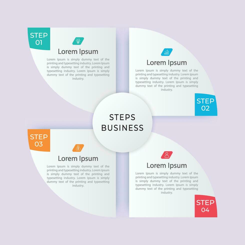 4 4 pasos negocio infografia modelo diseño vector