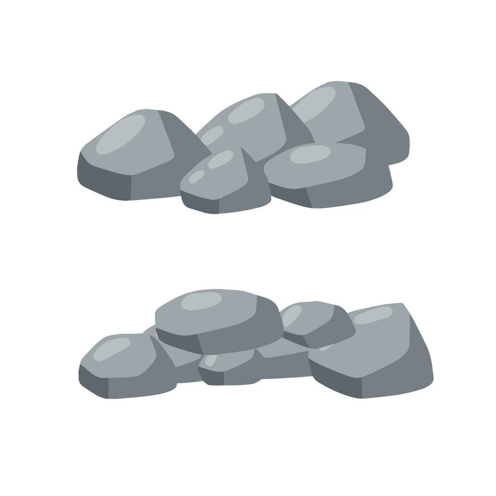 conjunto de piedras gris guijarro. elemento de naturaleza y montañas. artículos para decoración y antecedentes. plano dibujos animados vector